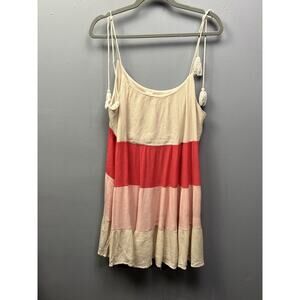 143 STORY By LINE UP Sz‎ Medium Pastel Red Pink Striped Layered Sundress